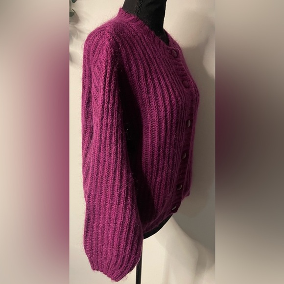 Vintage L.L. Bean Mohair Blend Cardigan Sweater Womens Small purple - Picture 3 of 10